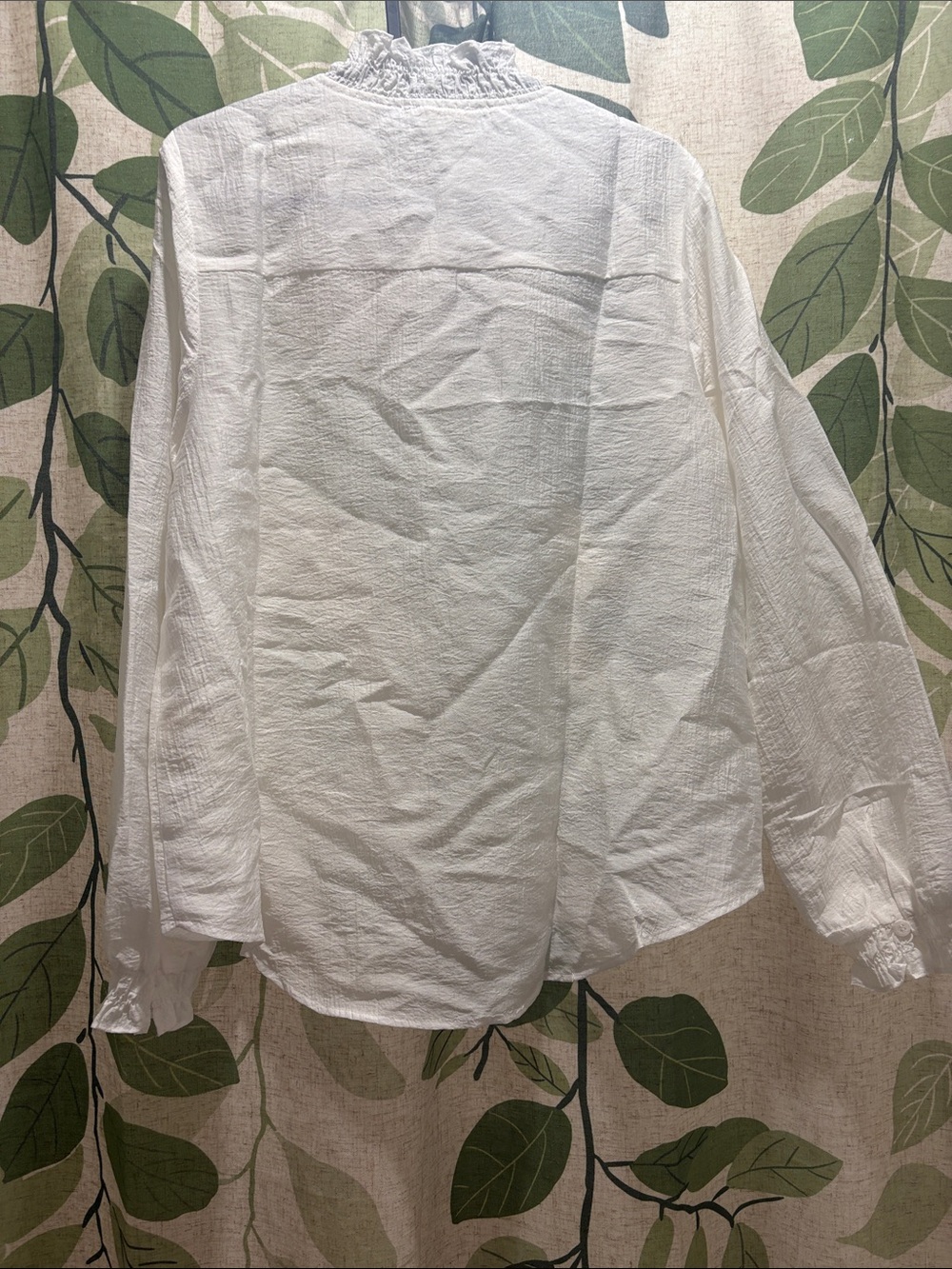 Mystree White Ruffle Neck Button-Down Shirt - Picture 6 of 6